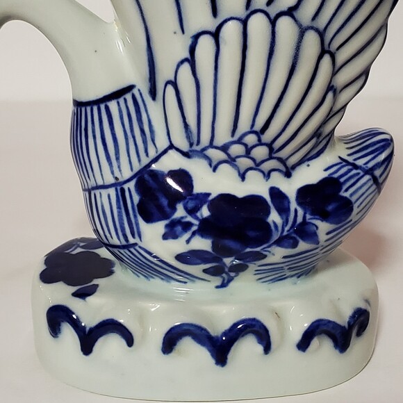Swan Vase / Planter Blue and White Bird Vintage - Picture 4 of 10
